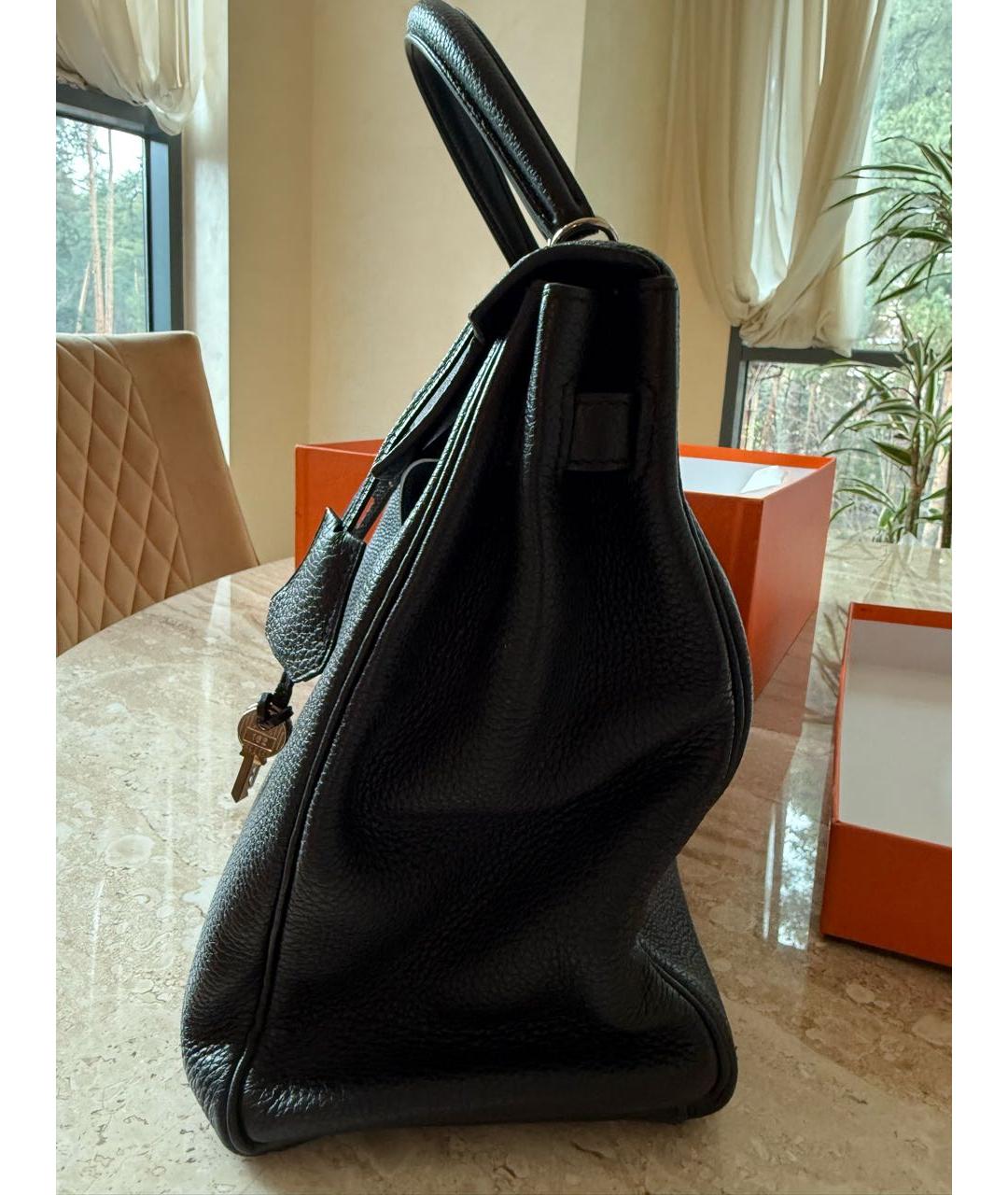 HERMES Черная кожаная сумка с короткими ручками, фото 3