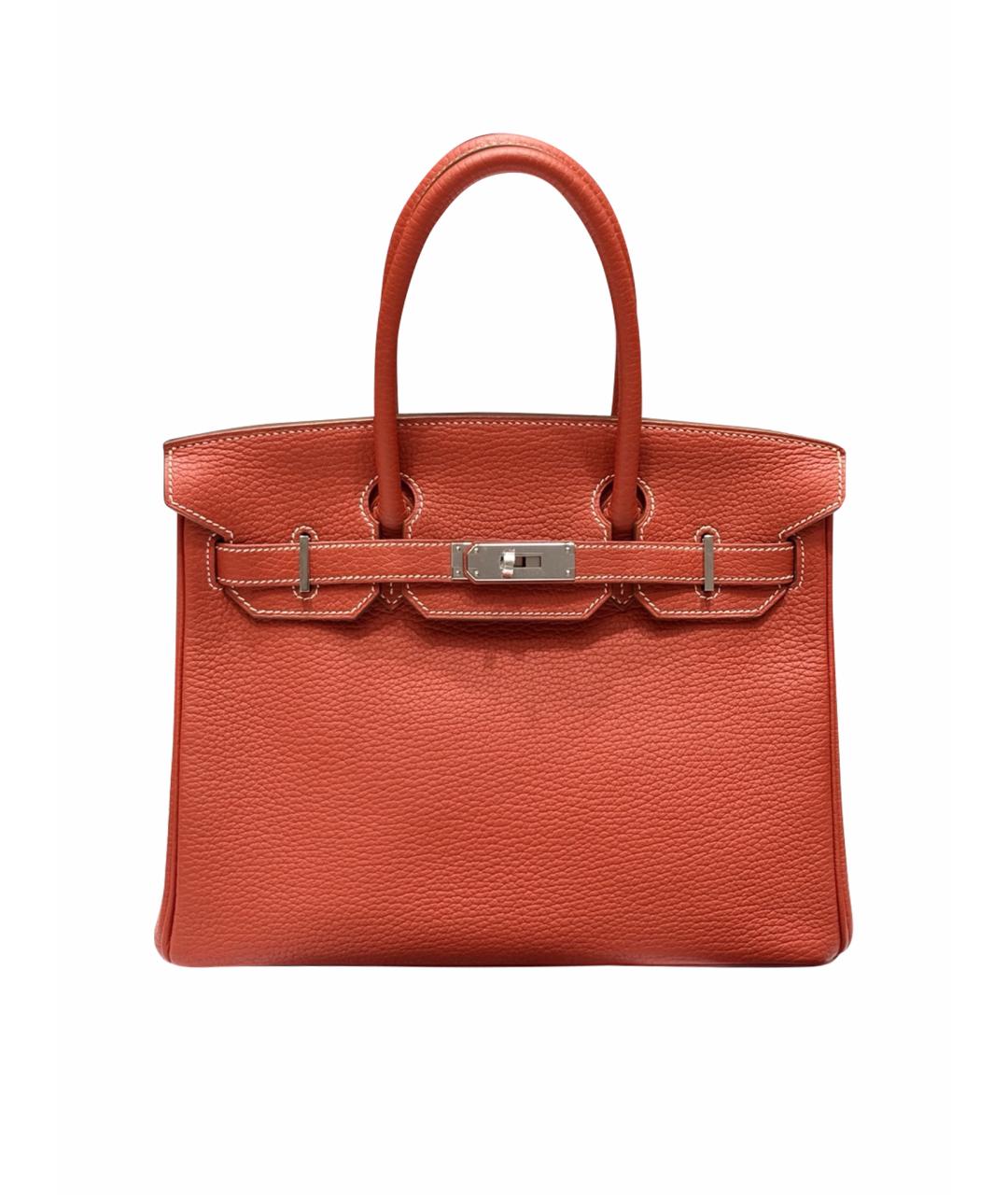 HERMES Красная кожаная сумка с короткими ручками, фото 1