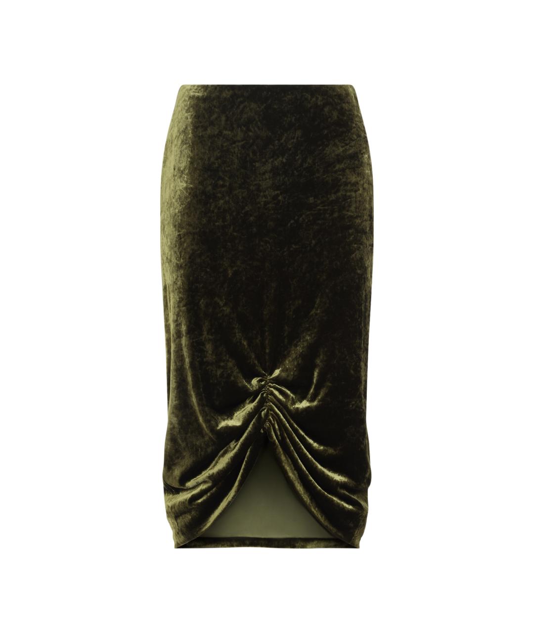 VALENTINO Зеленая шелковая юбка миди, фото 1