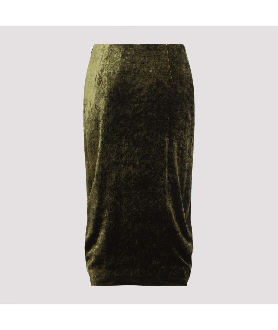 VALENTINO Зеленая шелковая юбка миди, фото 2