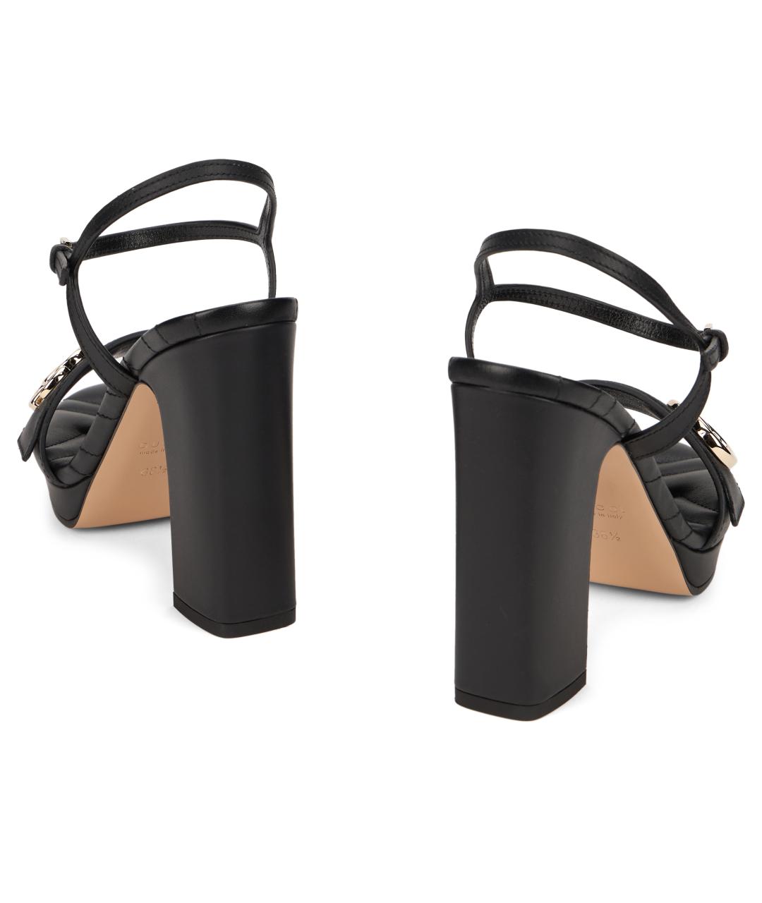 GUCCI Черные кожаные босоножки, фото 4