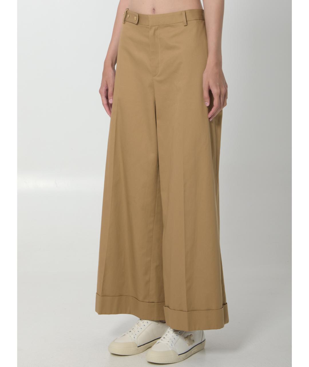 CELINE Бежевые хлопковые прямые брюки, фото 2