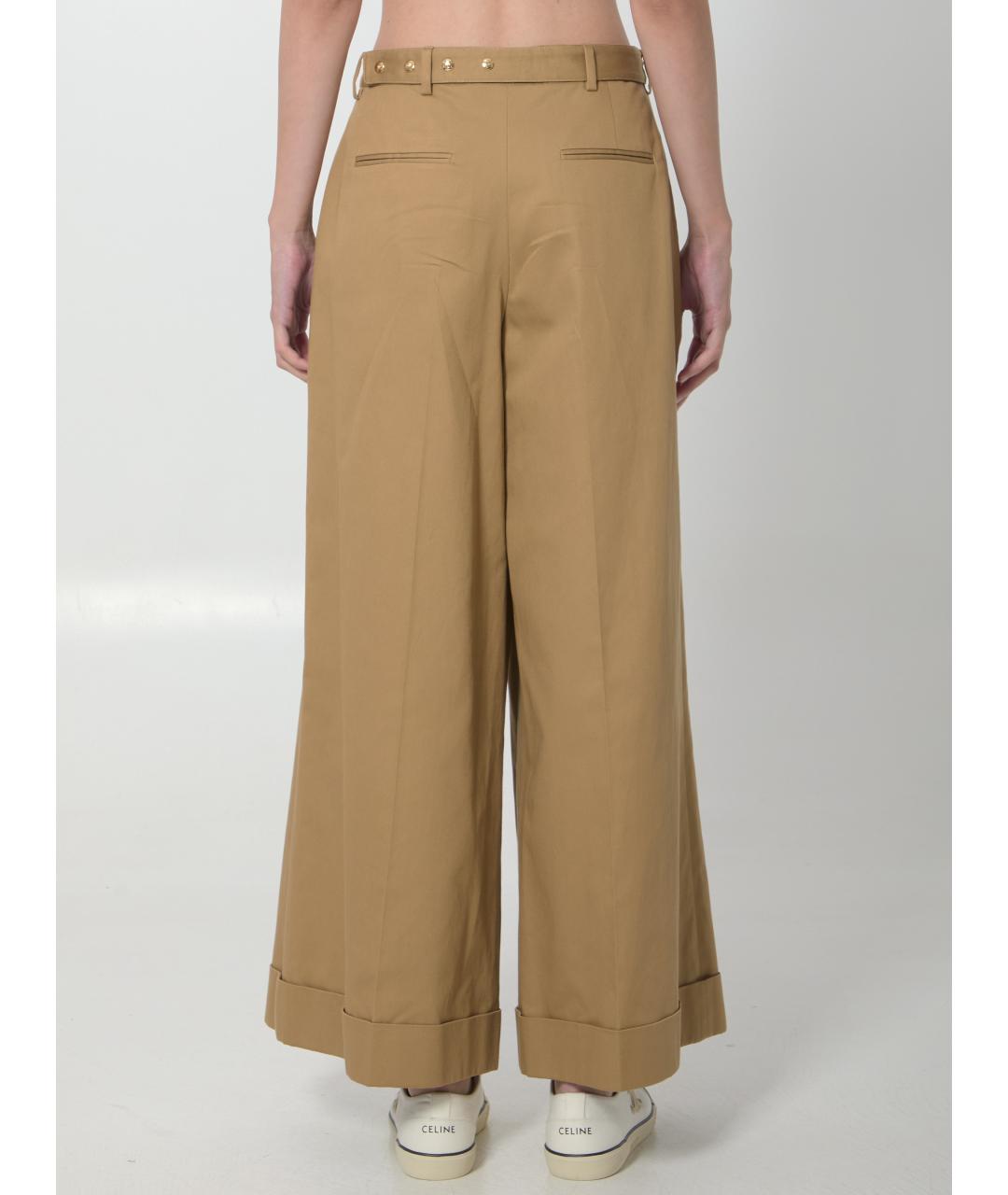 CELINE Бежевые хлопковые прямые брюки, фото 4