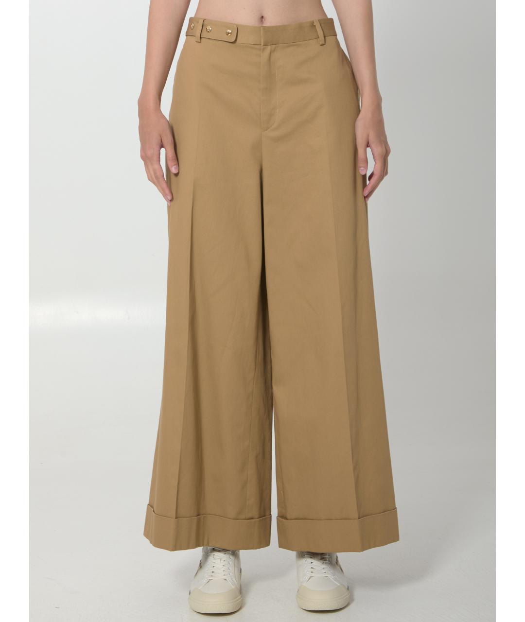 CELINE Бежевые хлопковые прямые брюки, фото 5