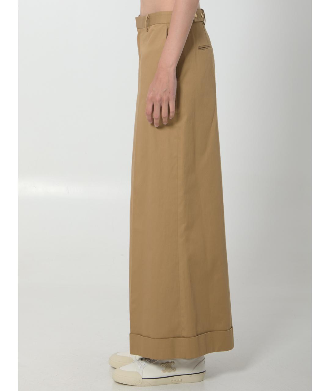 CELINE Бежевые хлопковые прямые брюки, фото 3