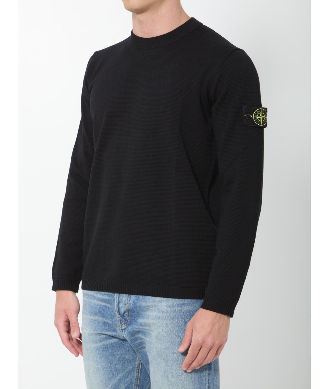 STONE ISLAND Черный хлопковый джемпер / свитер, фото 2
