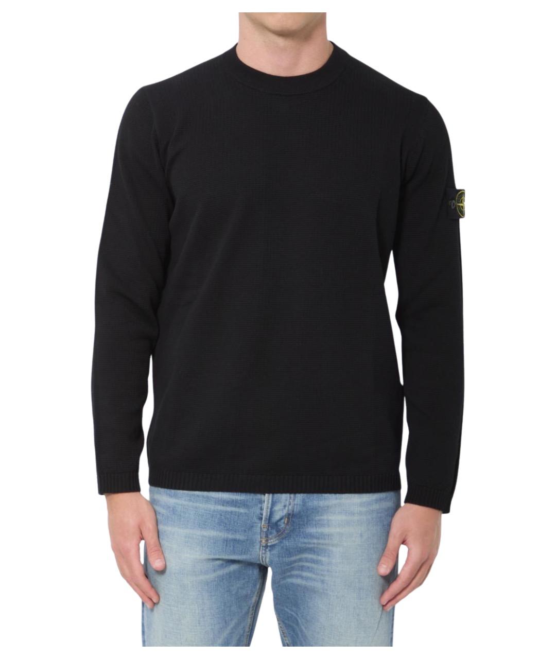 STONE ISLAND Черный хлопковый джемпер / свитер, фото 1