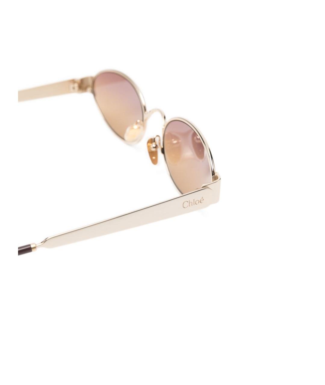 CHLOE Золотые металлические солнцезащитные очки, фото 3