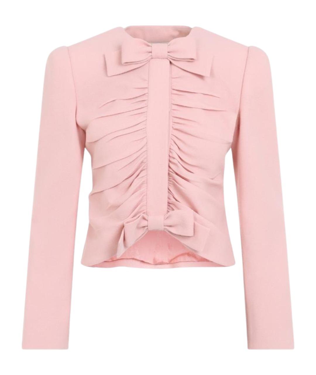 VALENTINO Розовый шерстяной жакет/пиджак, фото 1