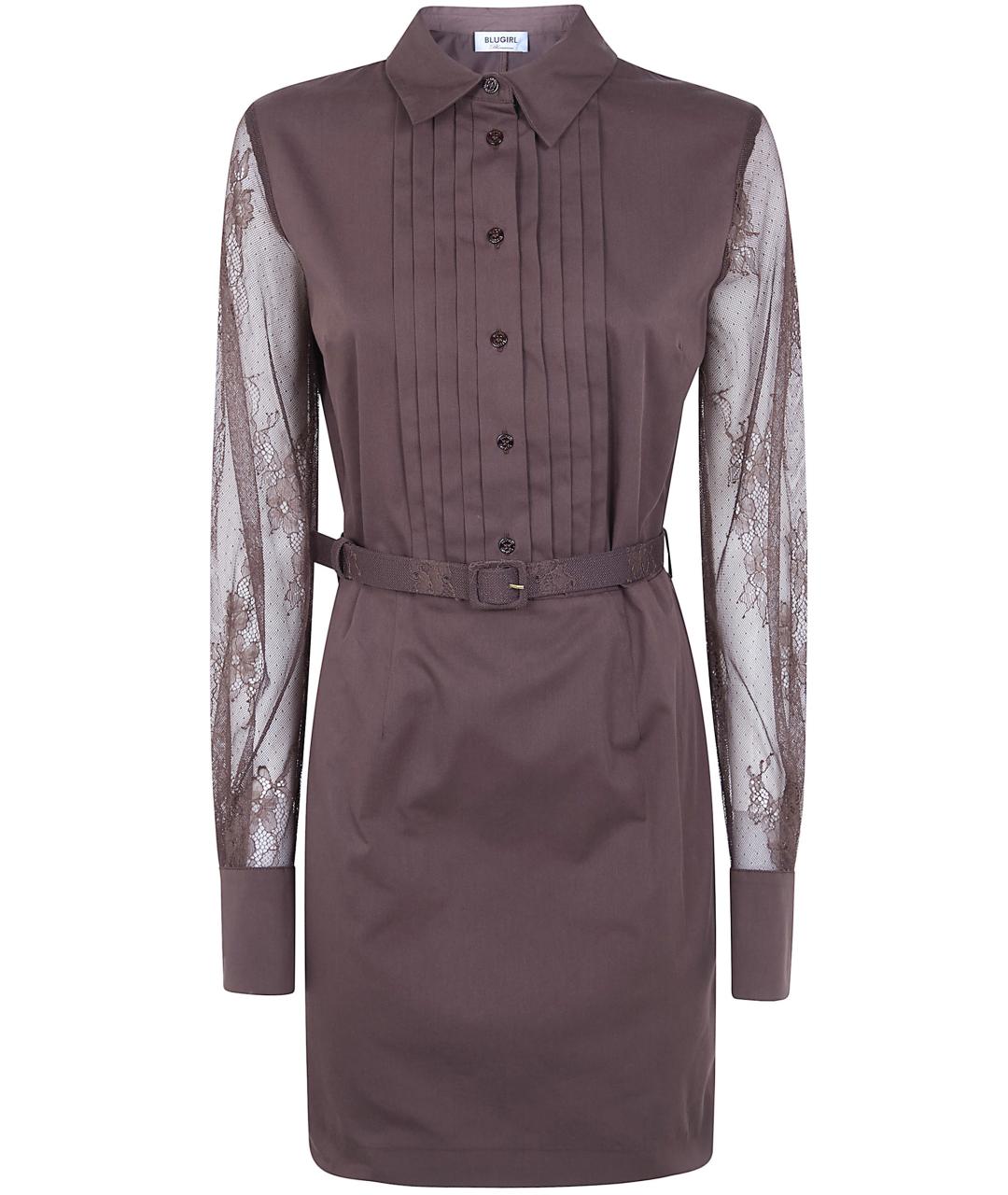 BLUGIRL Коричневое хлопковое повседневное платье, фото 1