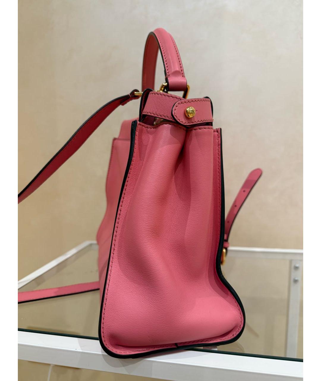 FENDI Розовая кожаная сумка с короткими ручками, фото 3