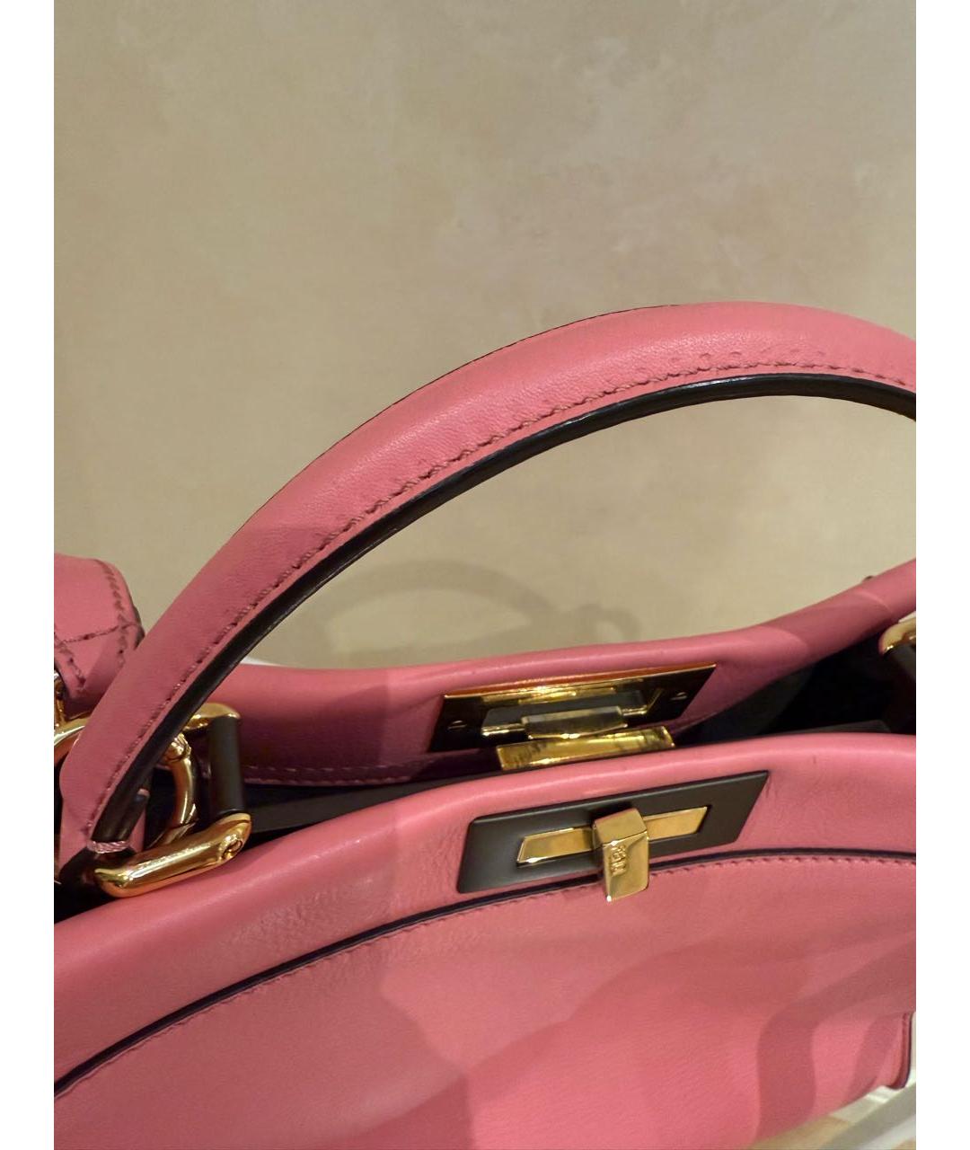 FENDI Розовая кожаная сумка с короткими ручками, фото 5