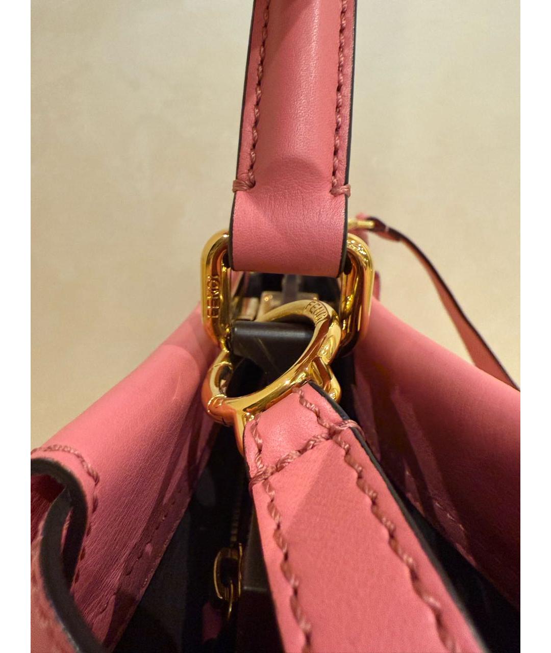 FENDI Розовая кожаная сумка с короткими ручками, фото 6