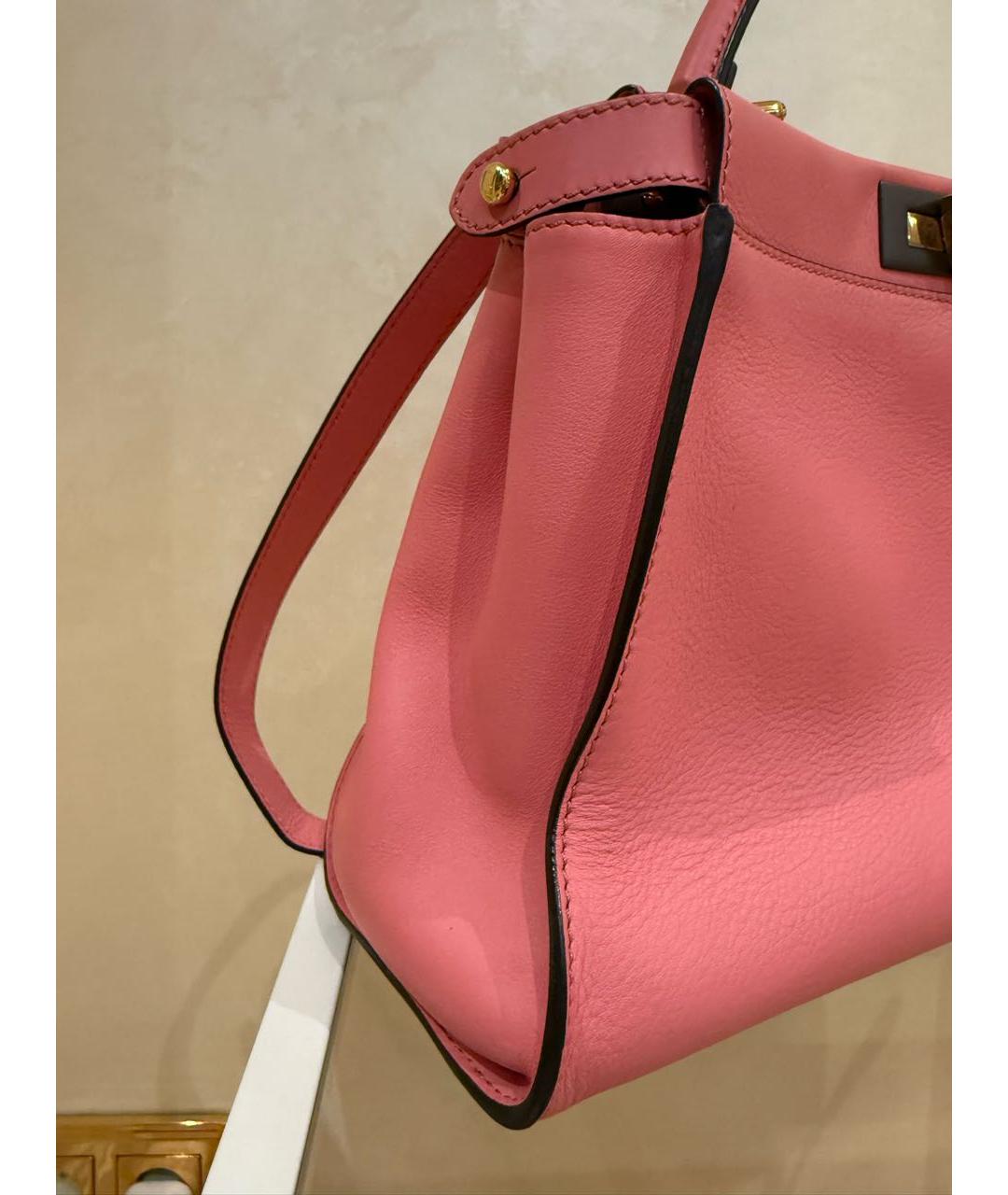 FENDI Розовая кожаная сумка с короткими ручками, фото 7