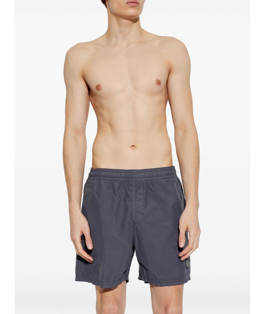 STONE ISLAND Синие полиамидовые шорты, фото 4