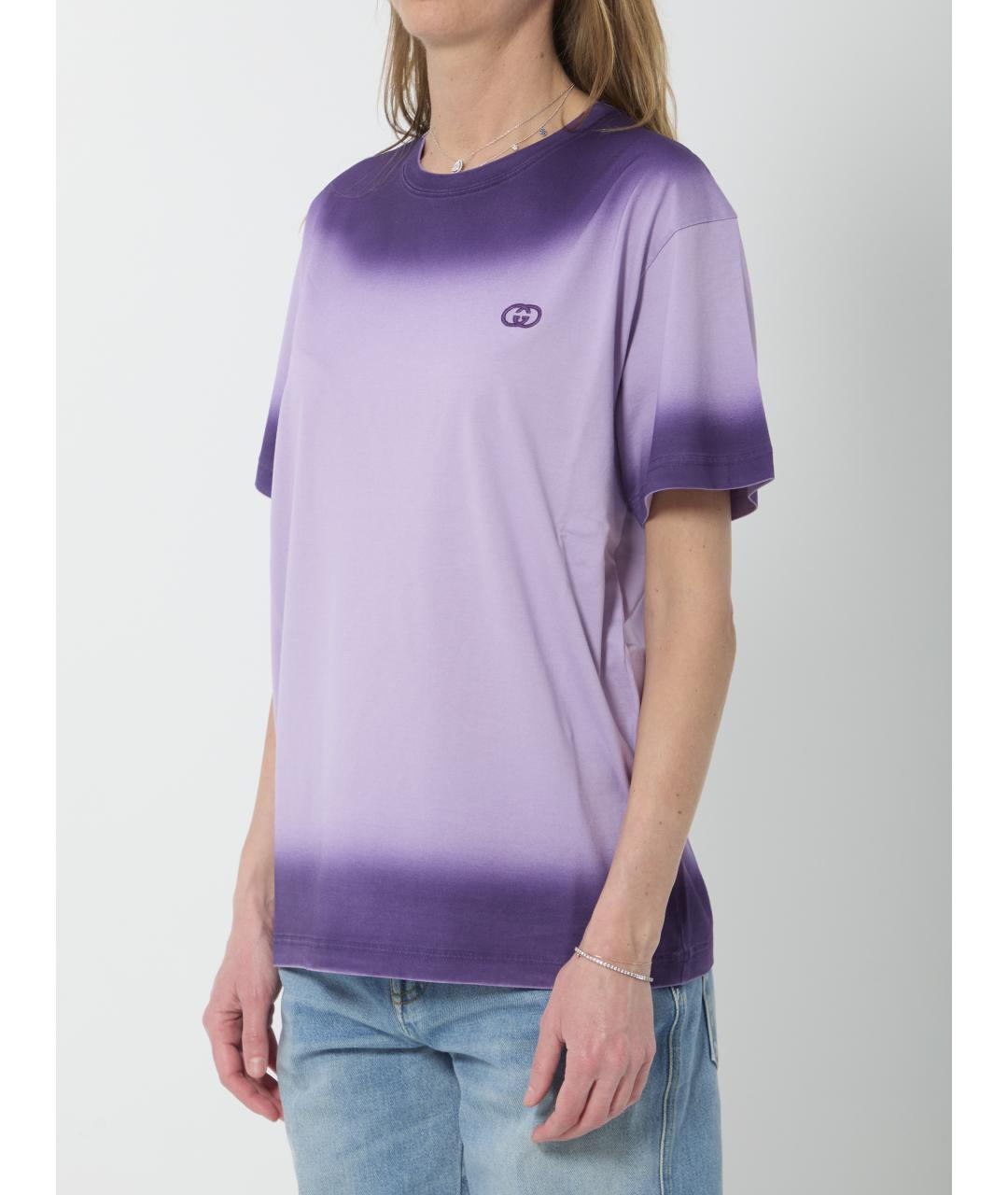 GUCCI Фиолетовая хлопковая футболка, фото 2