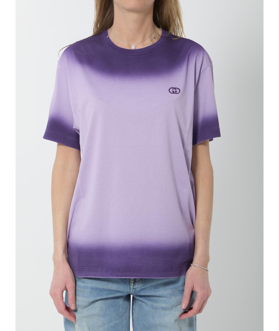 GUCCI Фиолетовая хлопковая футболка, фото 5