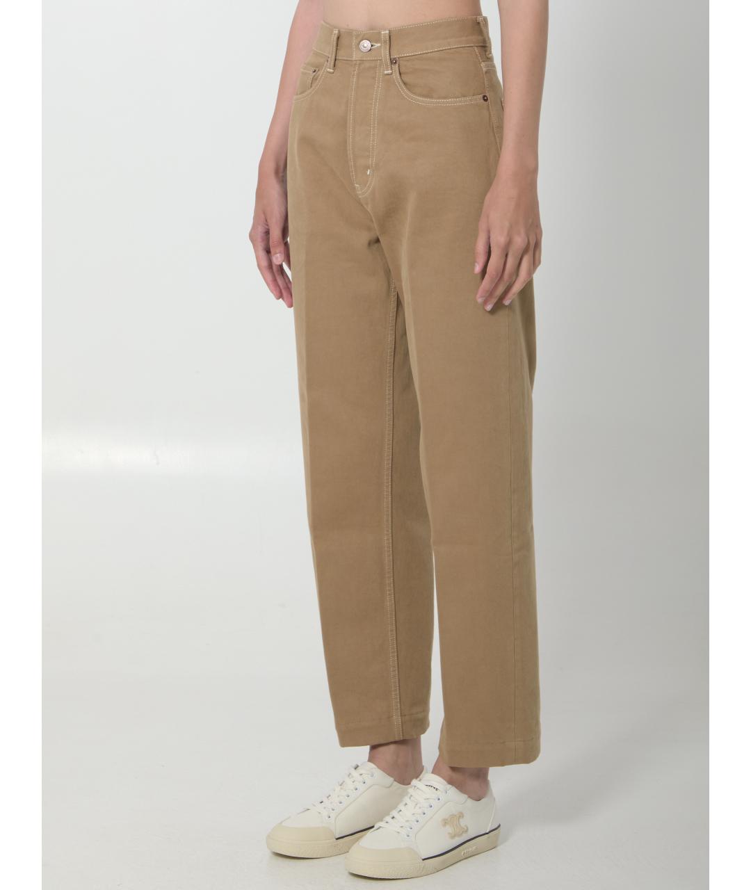 CELINE Бежевые хлопковые прямые джинсы, фото 2