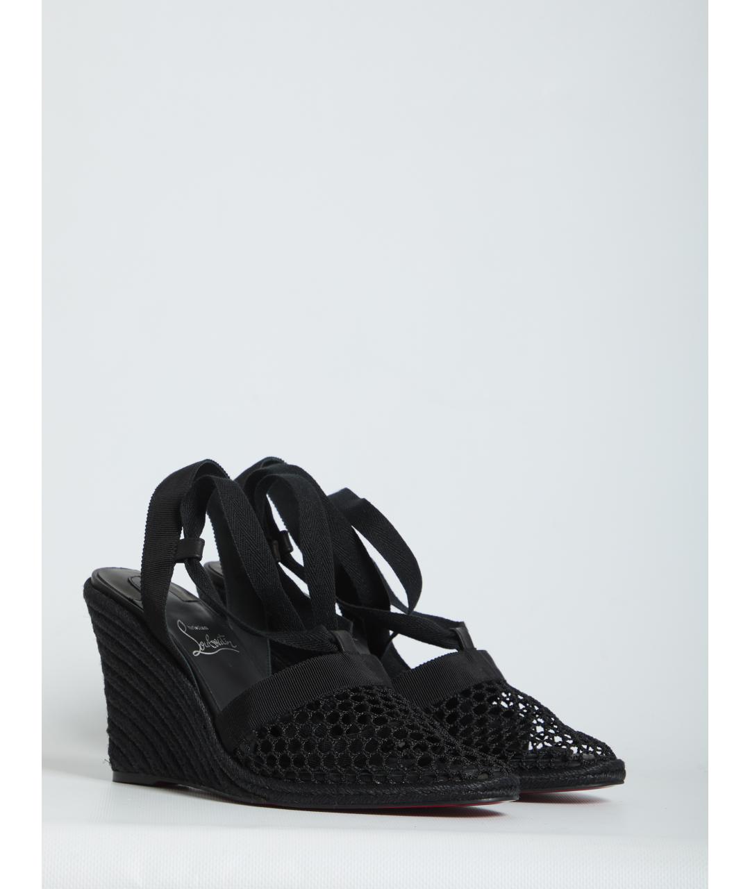 CHRISTIAN LOUBOUTIN Черные текстильные босоножки, фото 2