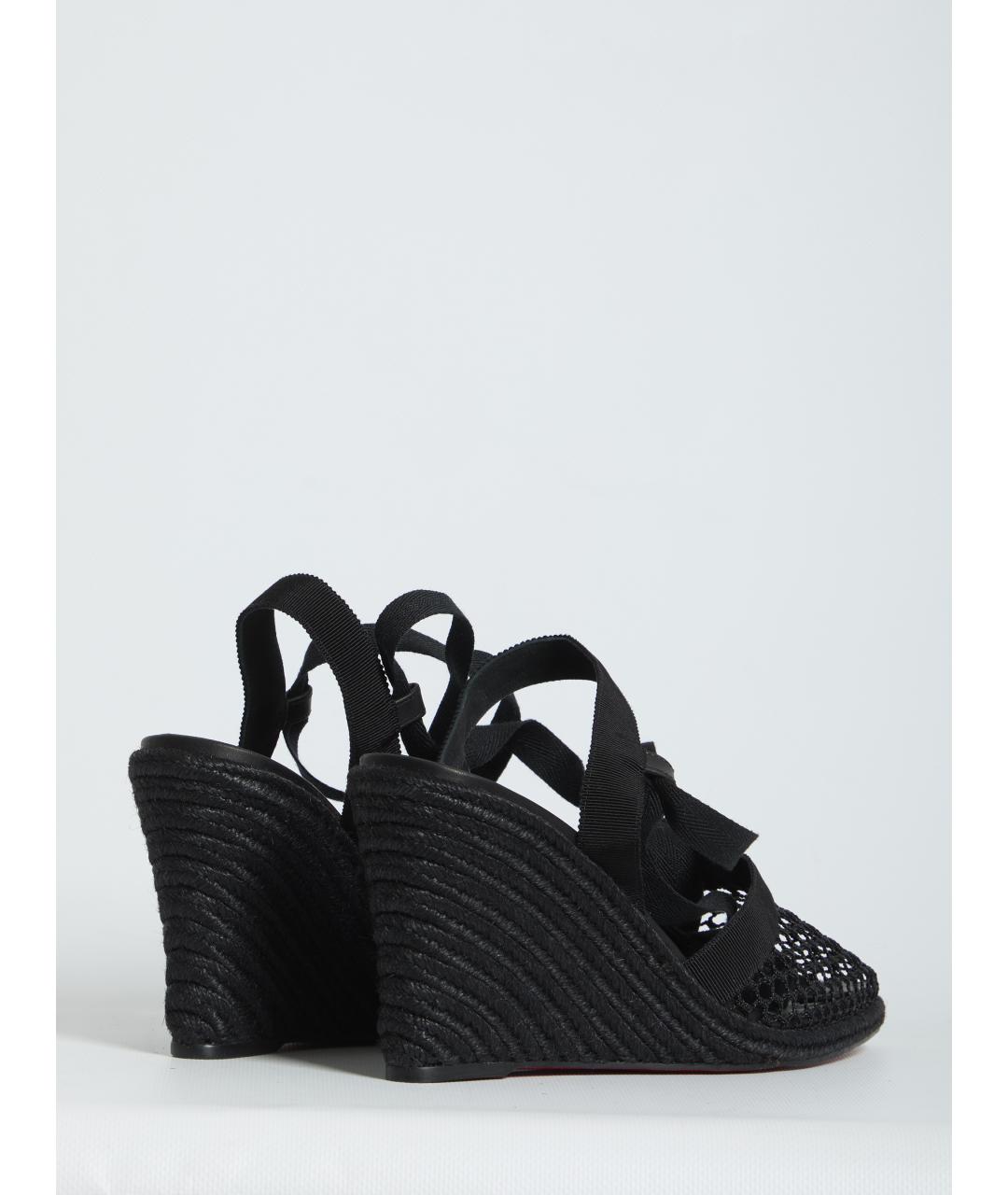 CHRISTIAN LOUBOUTIN Черные текстильные босоножки, фото 3