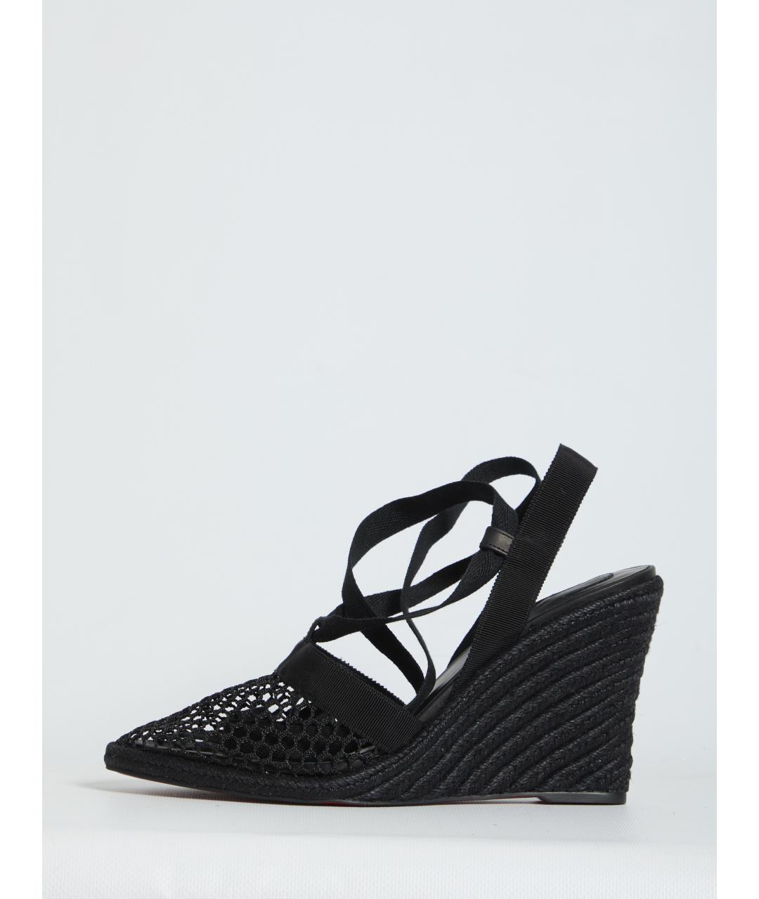 CHRISTIAN LOUBOUTIN Черные текстильные босоножки, фото 4