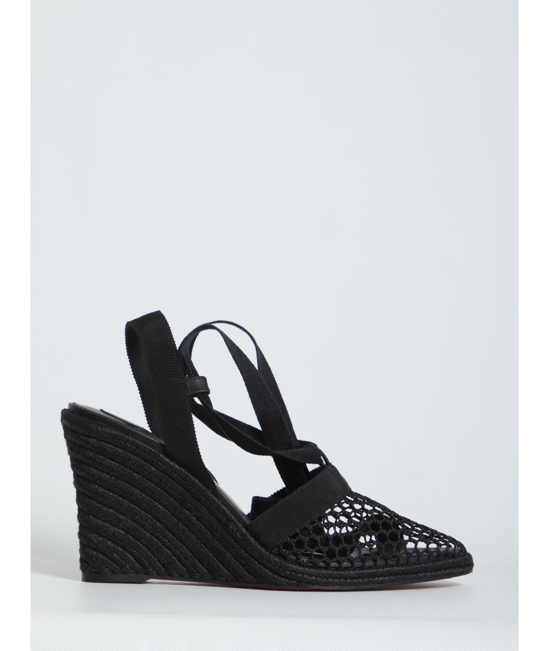 CHRISTIAN LOUBOUTIN Черные текстильные босоножки, фото 6