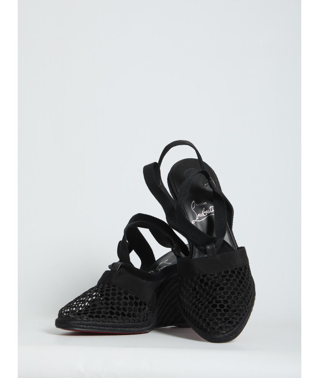 CHRISTIAN LOUBOUTIN Черные текстильные босоножки, фото 5