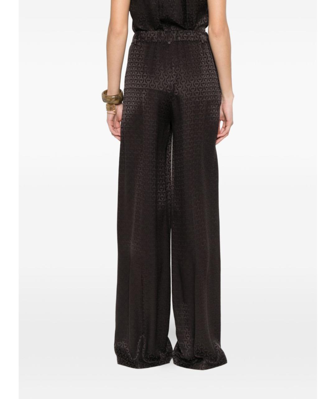 GUCCI Коричневые шелковые прямые брюки, фото 5