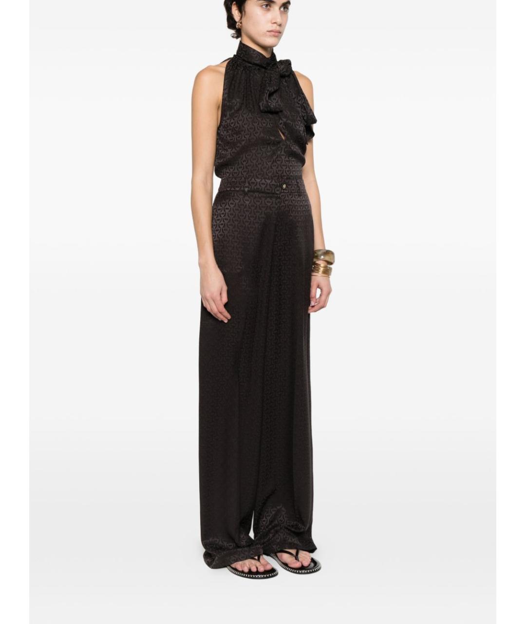 GUCCI Коричневые шелковые прямые брюки, фото 4