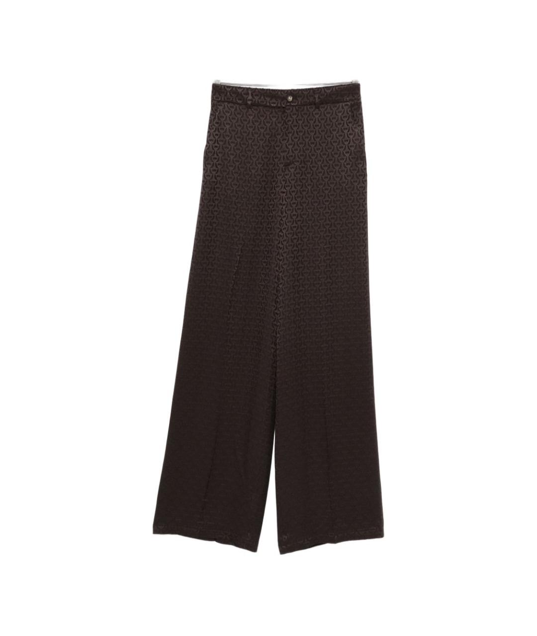 GUCCI Коричневые шелковые прямые брюки, фото 1