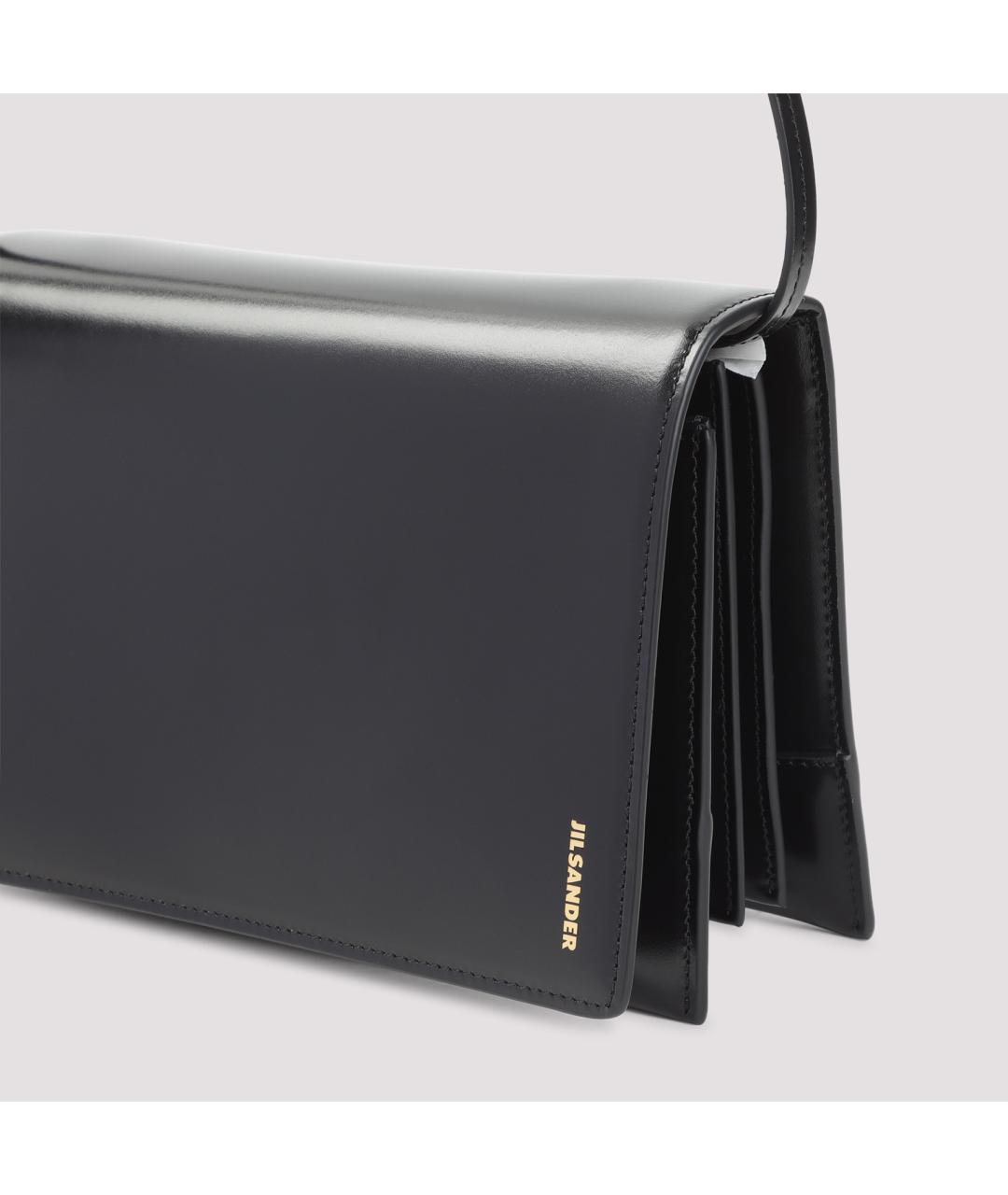 JIL SANDER Черная кожаная сумка через плечо, фото 3