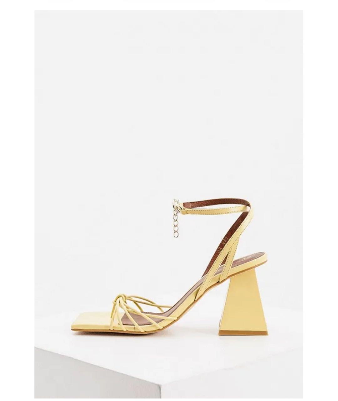 ALOHAS Желтые кожаные босоножки, фото 8