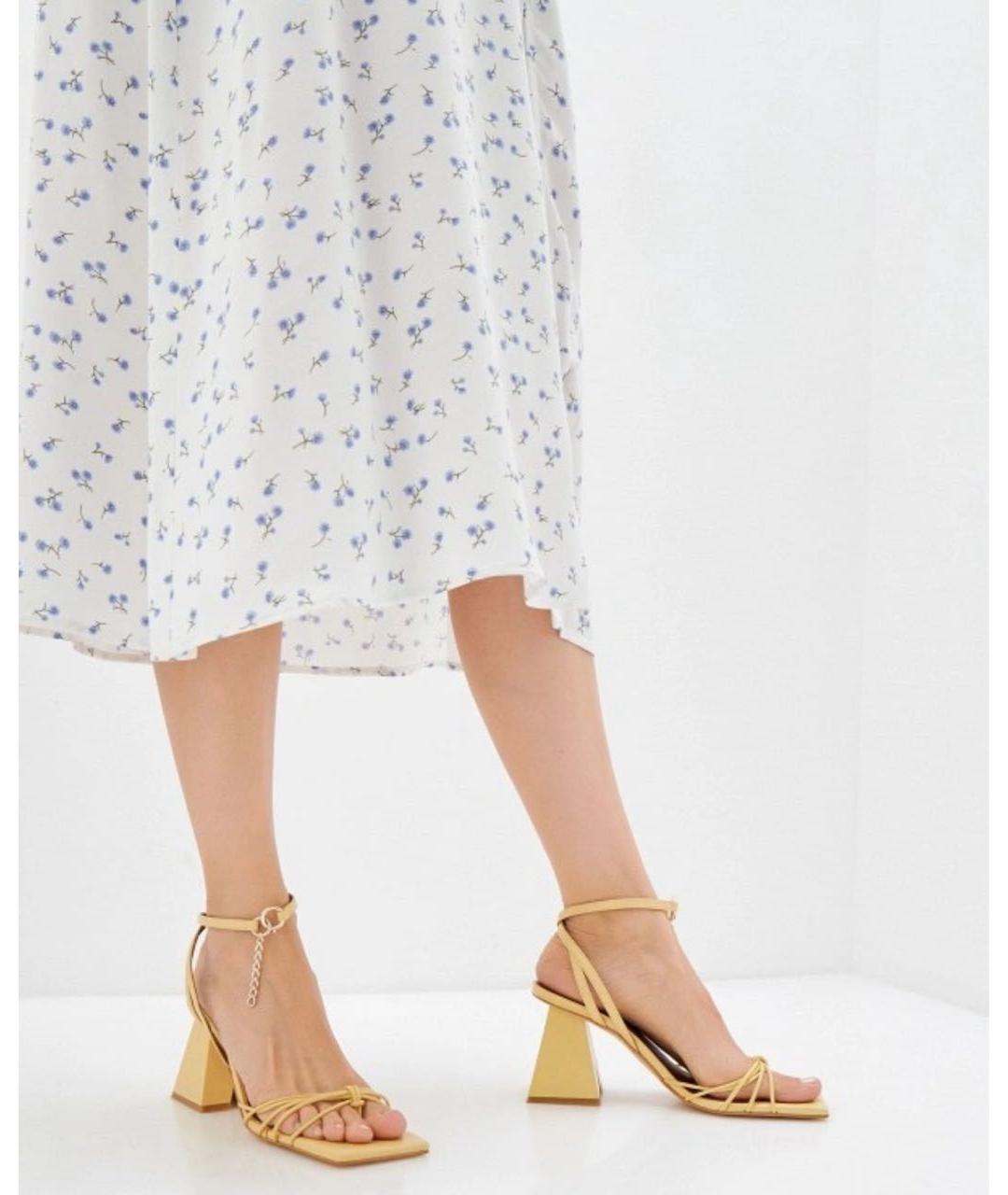 ALOHAS Желтые кожаные босоножки, фото 7