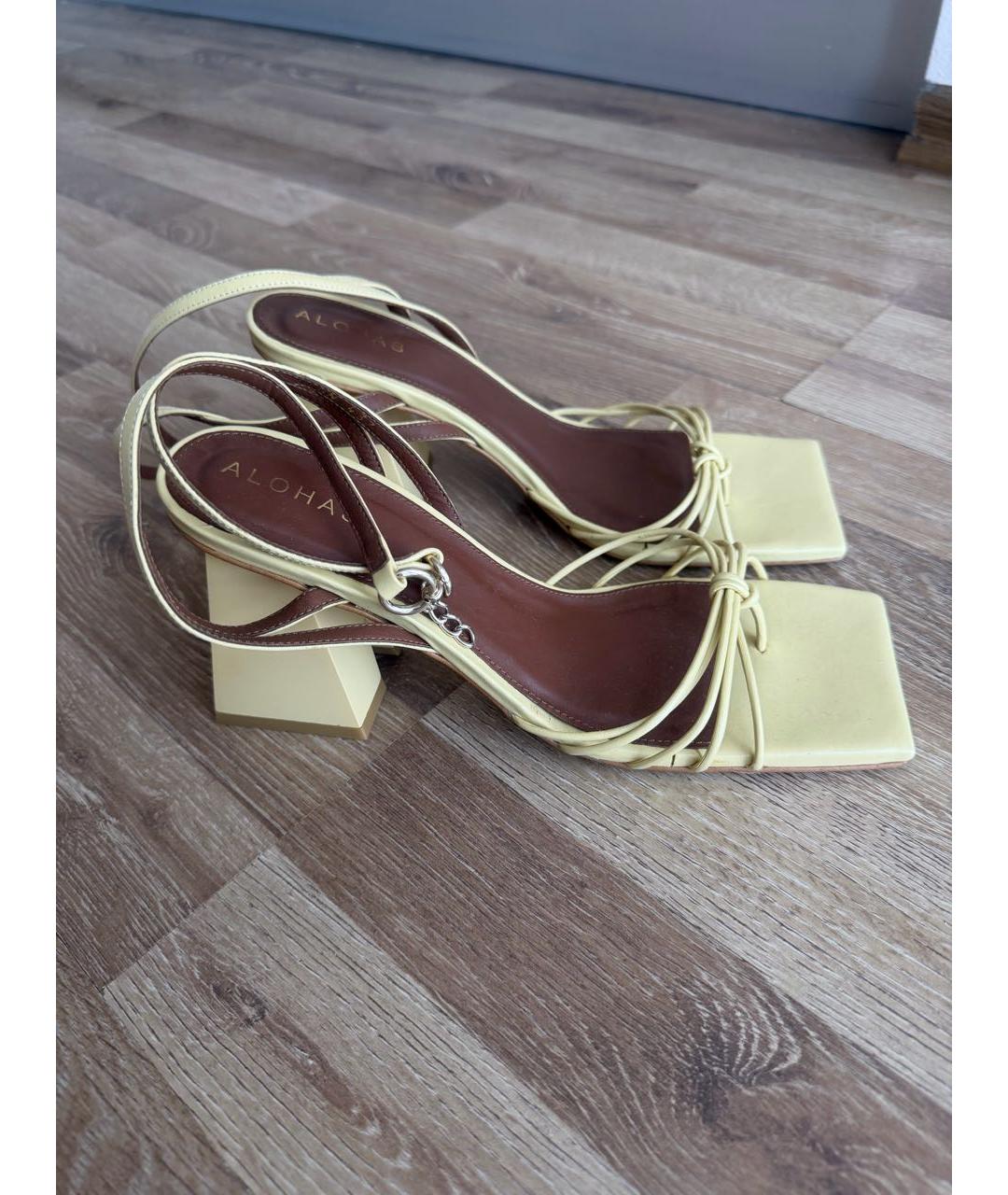 ALOHAS Желтые кожаные босоножки, фото 3