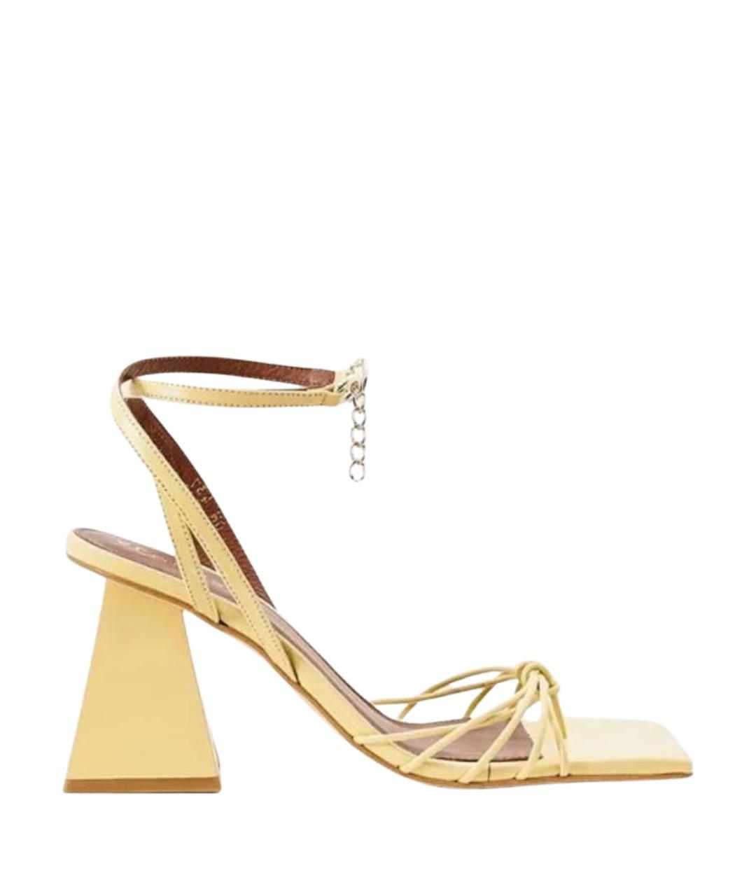 ALOHAS Желтые кожаные босоножки, фото 1