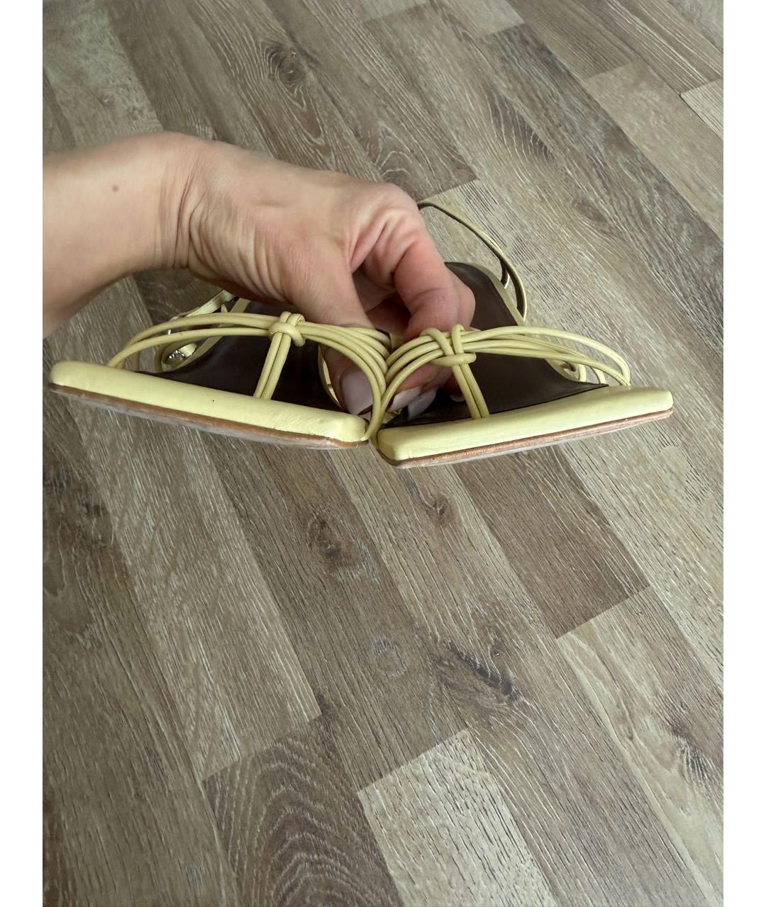 ALOHAS Желтые кожаные босоножки, фото 6