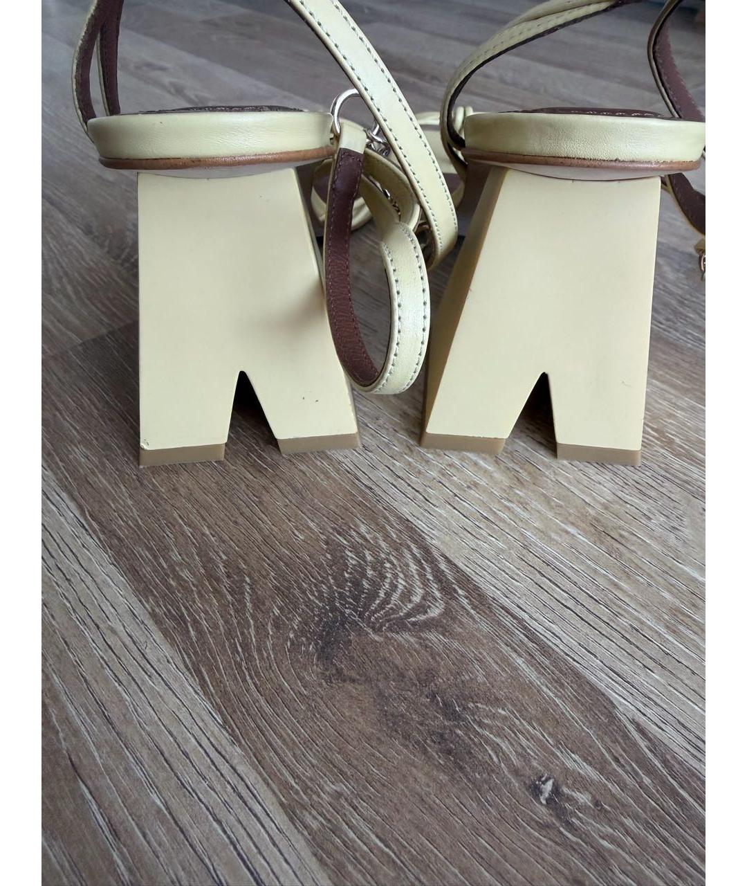 ALOHAS Желтые кожаные босоножки, фото 4