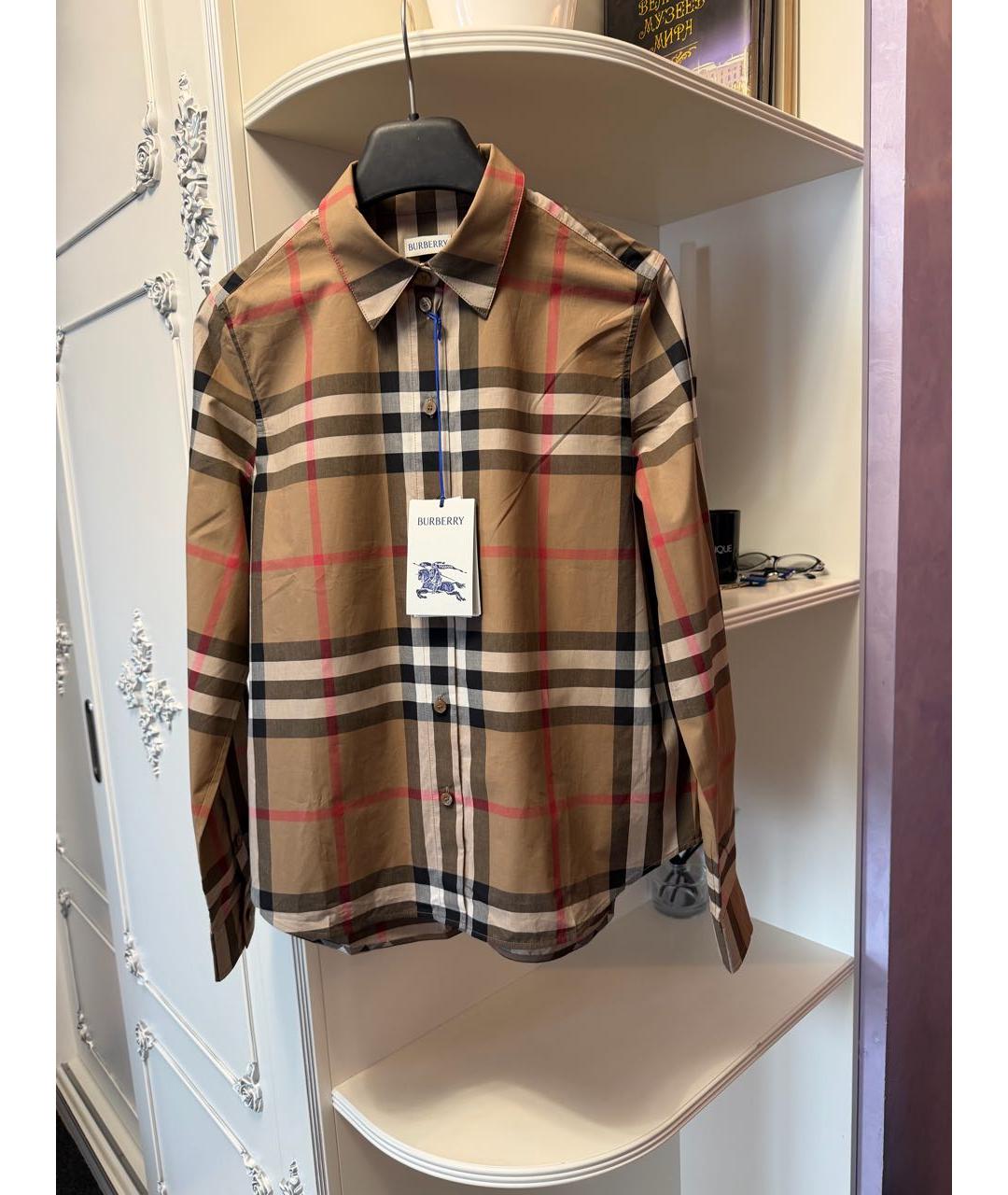 BURBERRY Коричневая хлопковая рубашка, фото 2
