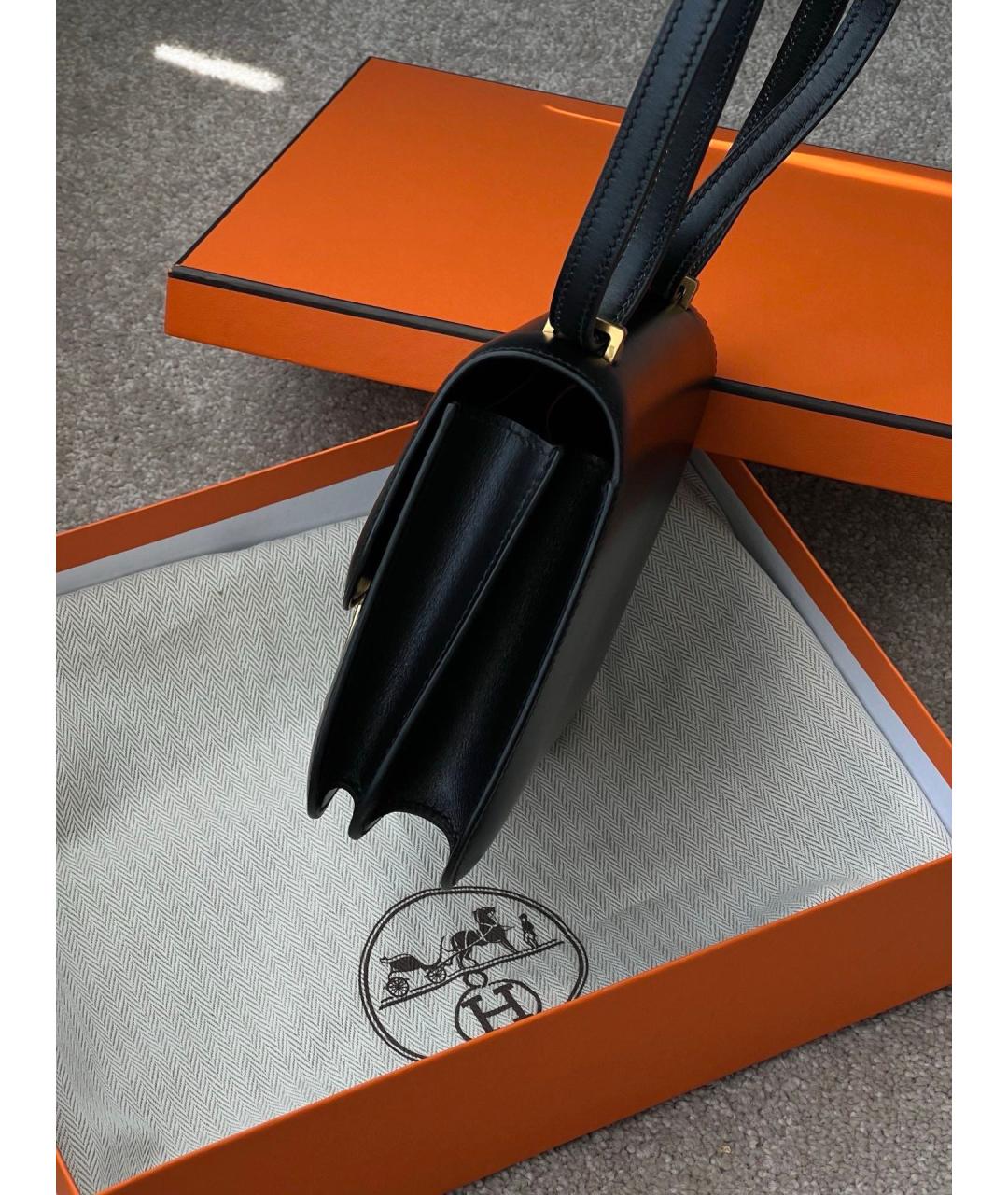 HERMES Черная кожаная сумка через плечо, фото 3