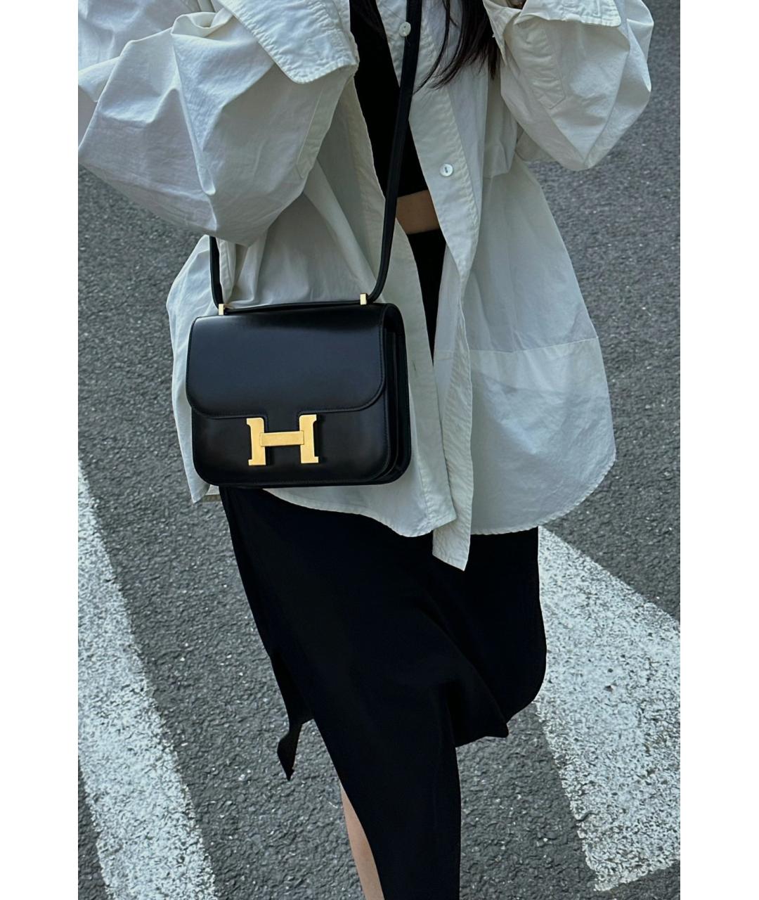 HERMES Черная кожаная сумка через плечо, фото 8