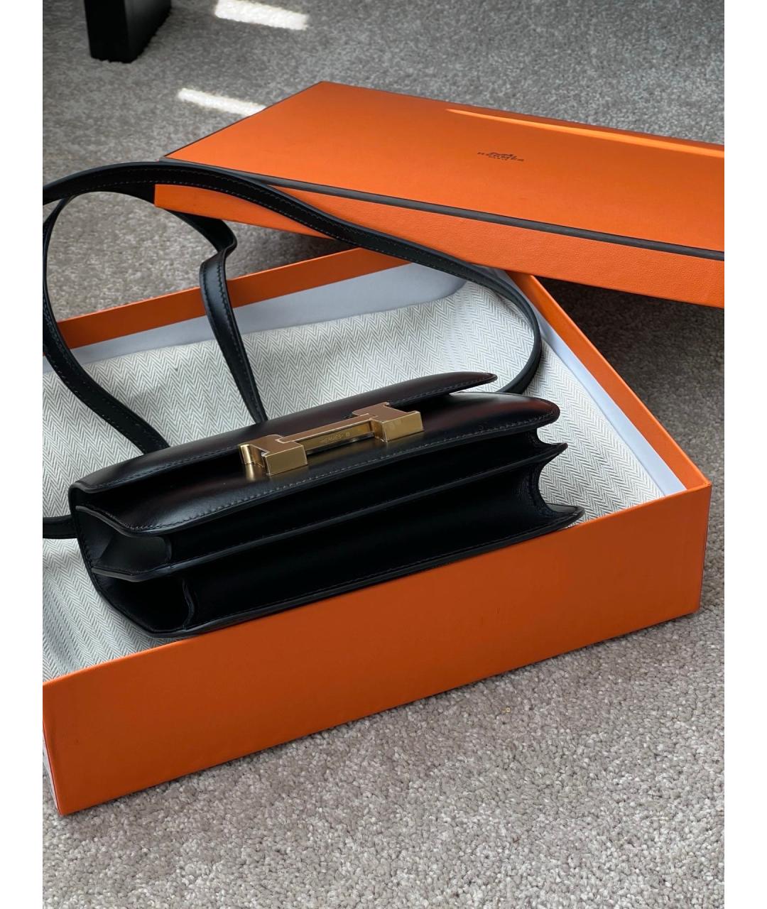HERMES Черная кожаная сумка через плечо, фото 4