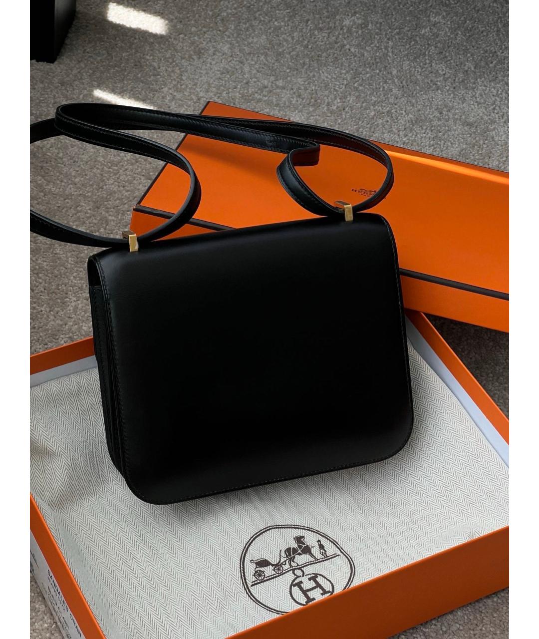 HERMES Черная кожаная сумка через плечо, фото 2