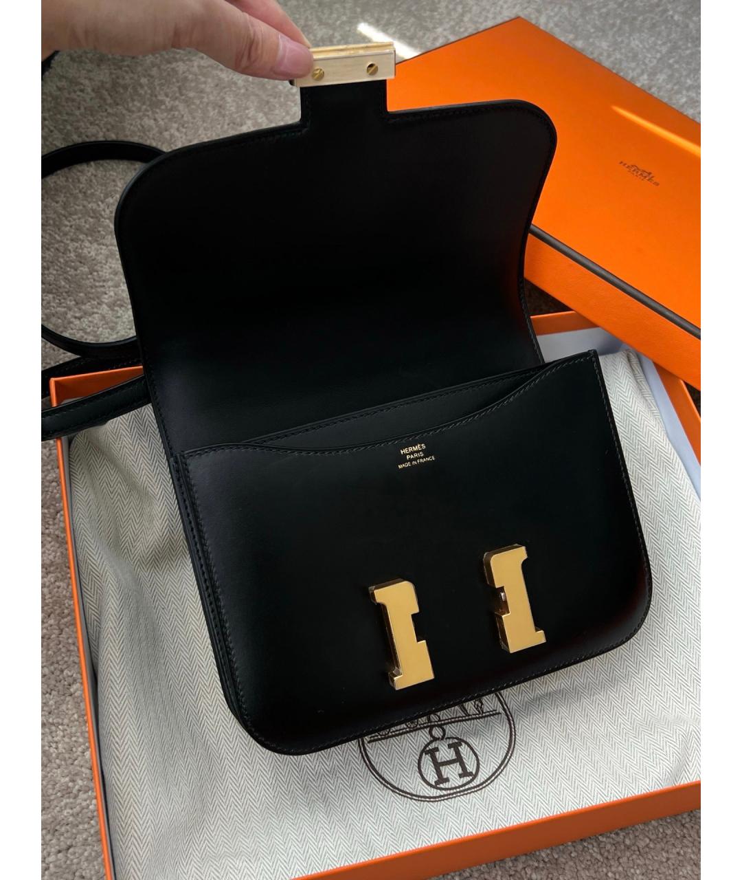 HERMES Черная кожаная сумка через плечо, фото 5
