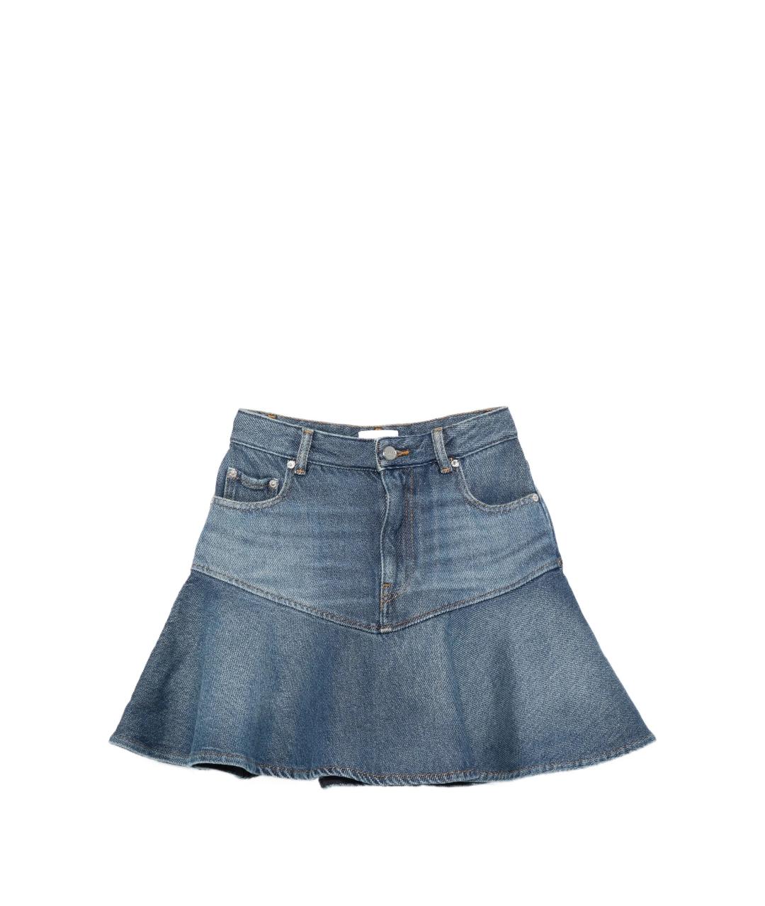 GANNI Синяя хлопковая юбка миди, фото 1