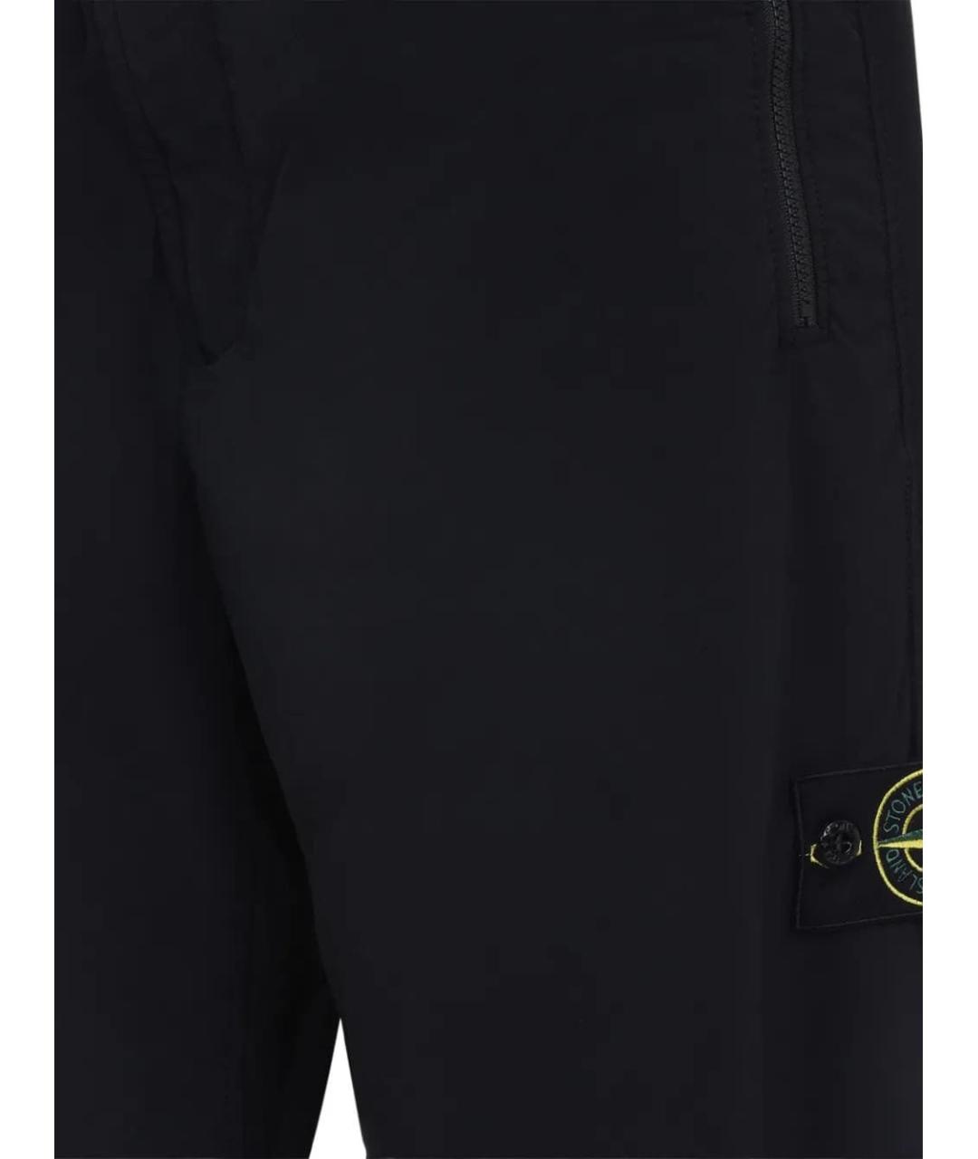 STONE ISLAND Черные хлопковые повседневные брюки, фото 3