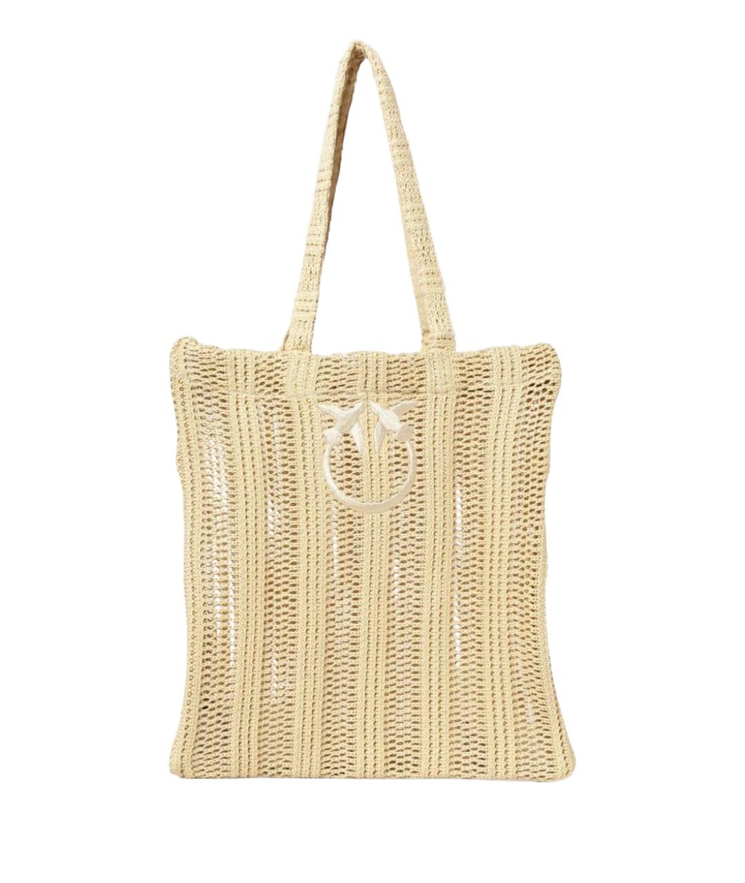 PINKO Желтая синтетическая сумка тоут, фото 1