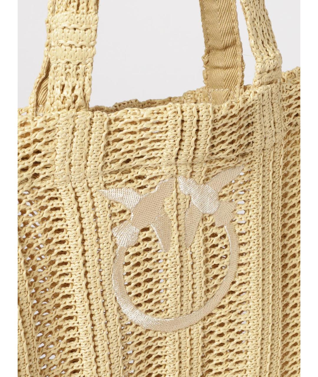 PINKO Желтая синтетическая сумка тоут, фото 3