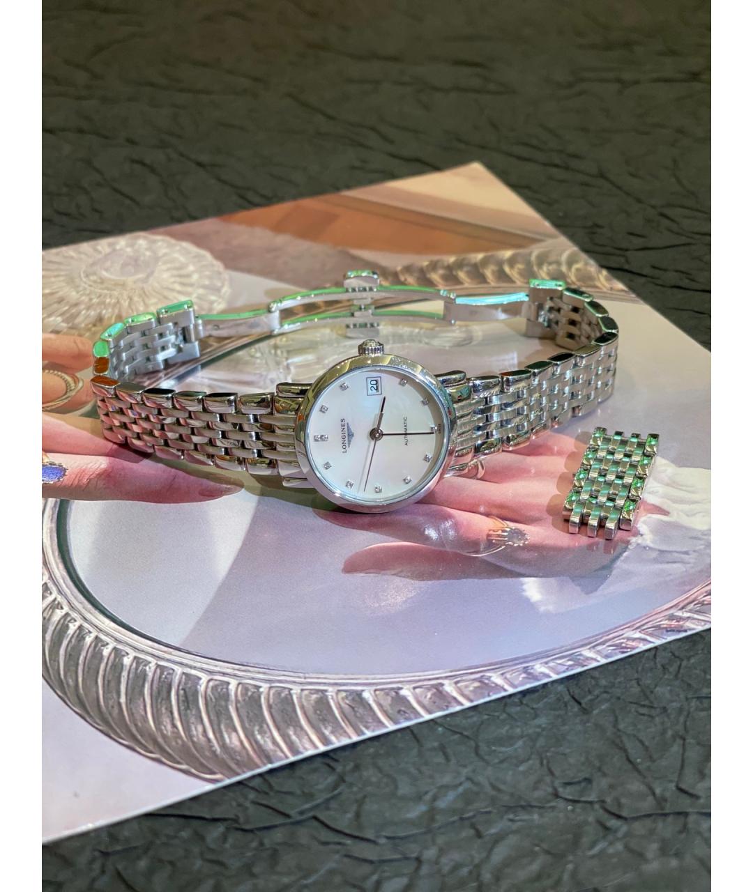 LONGINES Белые металлические часы, фото 2