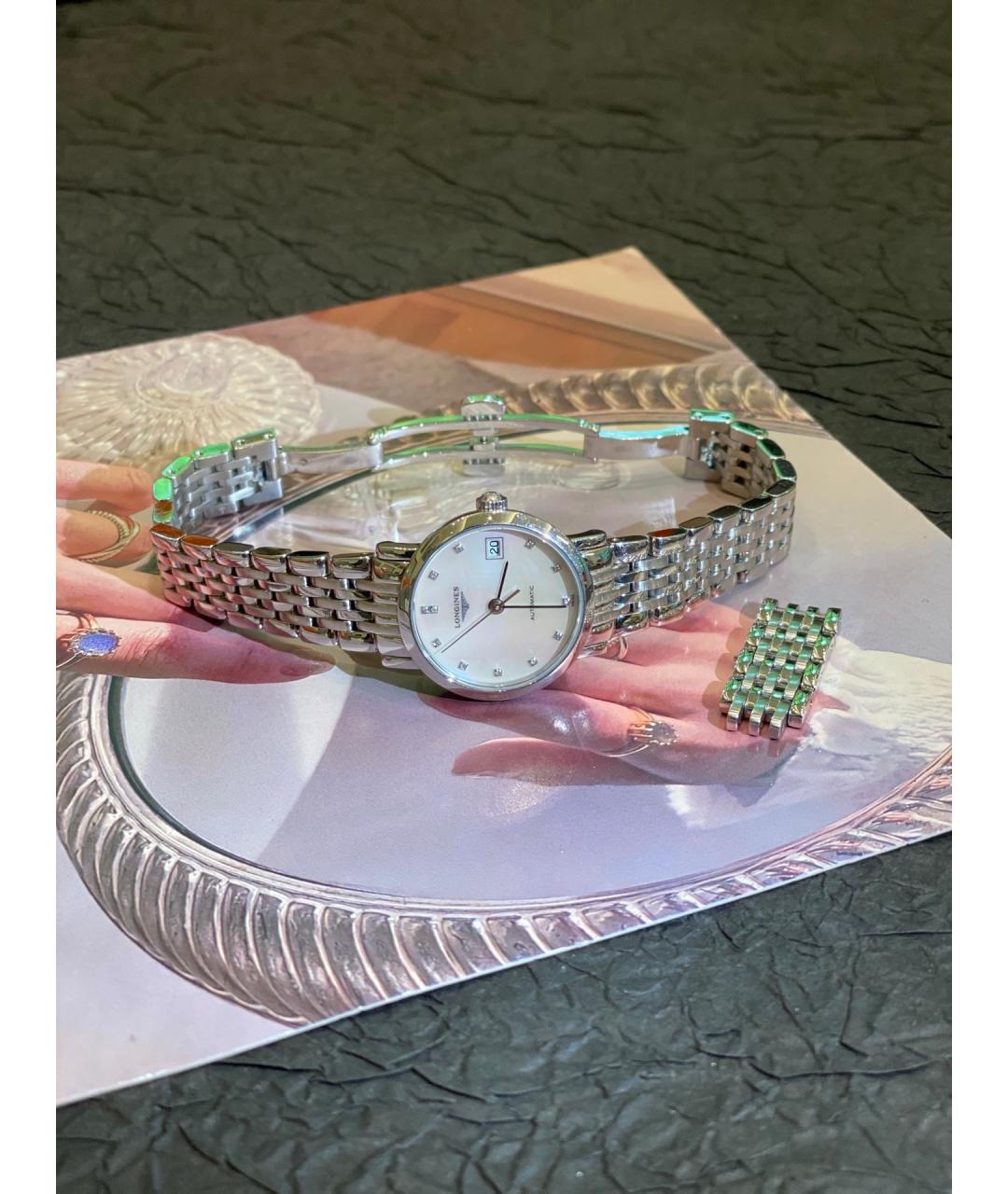 LONGINES Белые металлические часы, фото 6