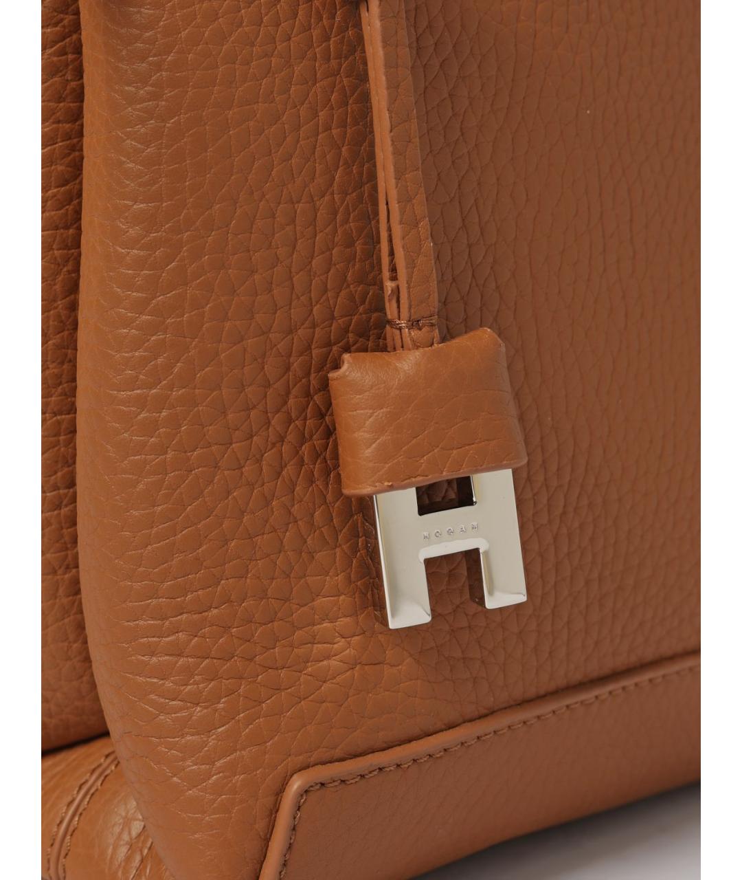 HOGAN Коричневая кожаная сумка с короткими ручками, фото 3